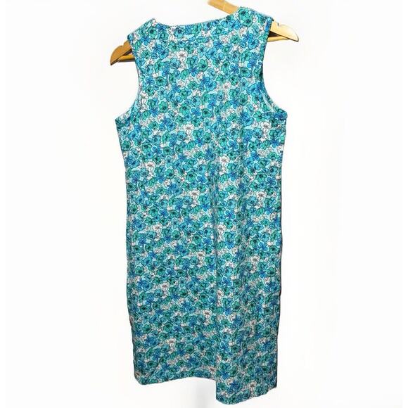 Lands’ End Women’s Sleeveless Floral Shift Dress Size S 6-8 Aqua Blue - Picture 2 of 8